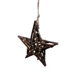 Twig star 3d decoration. Side view to show depth of the decoration